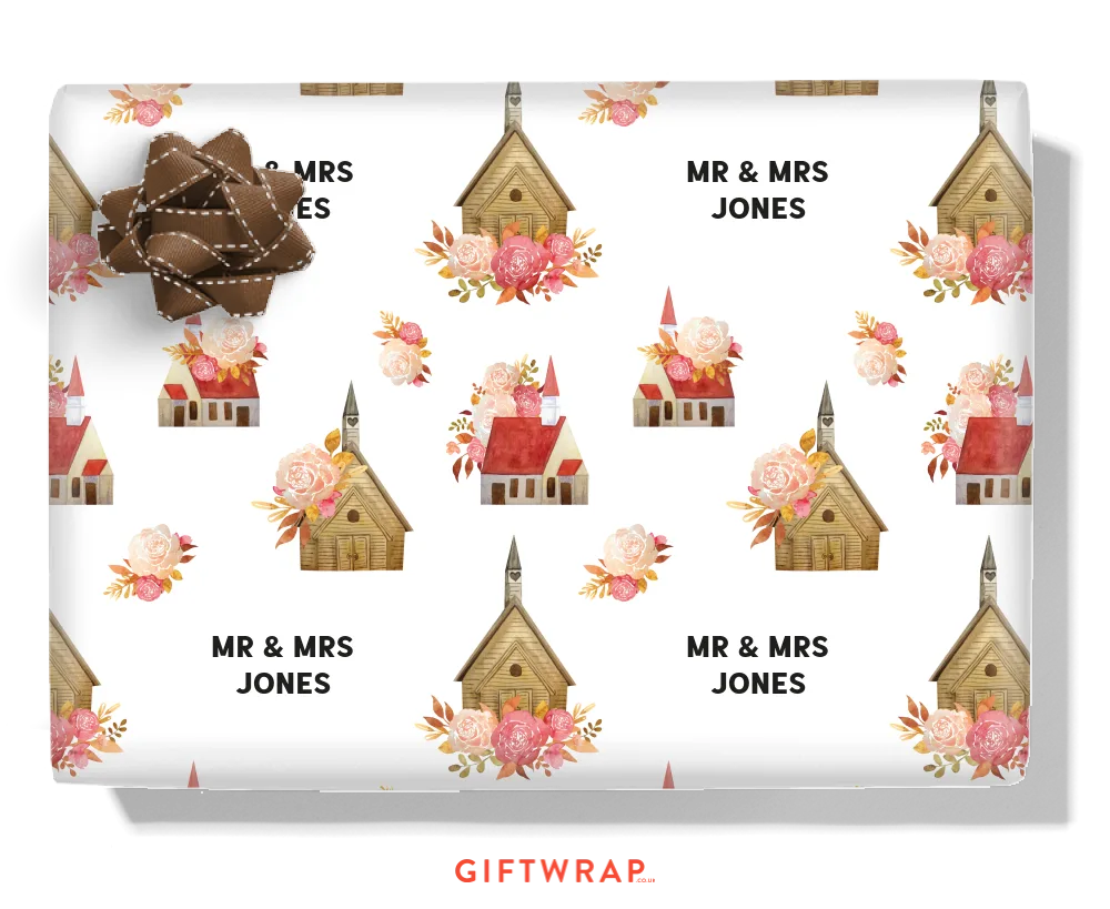 Floral Churches Personalised Wrapping Paper