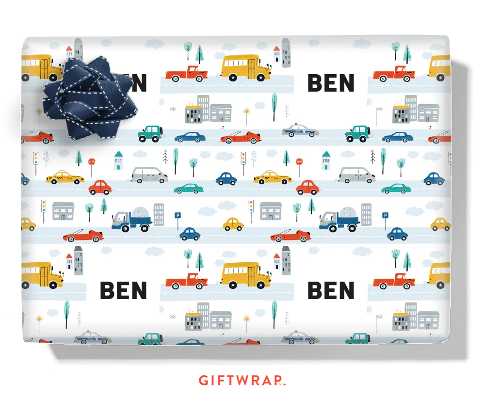 City Cars Personalised Wrapping Paper