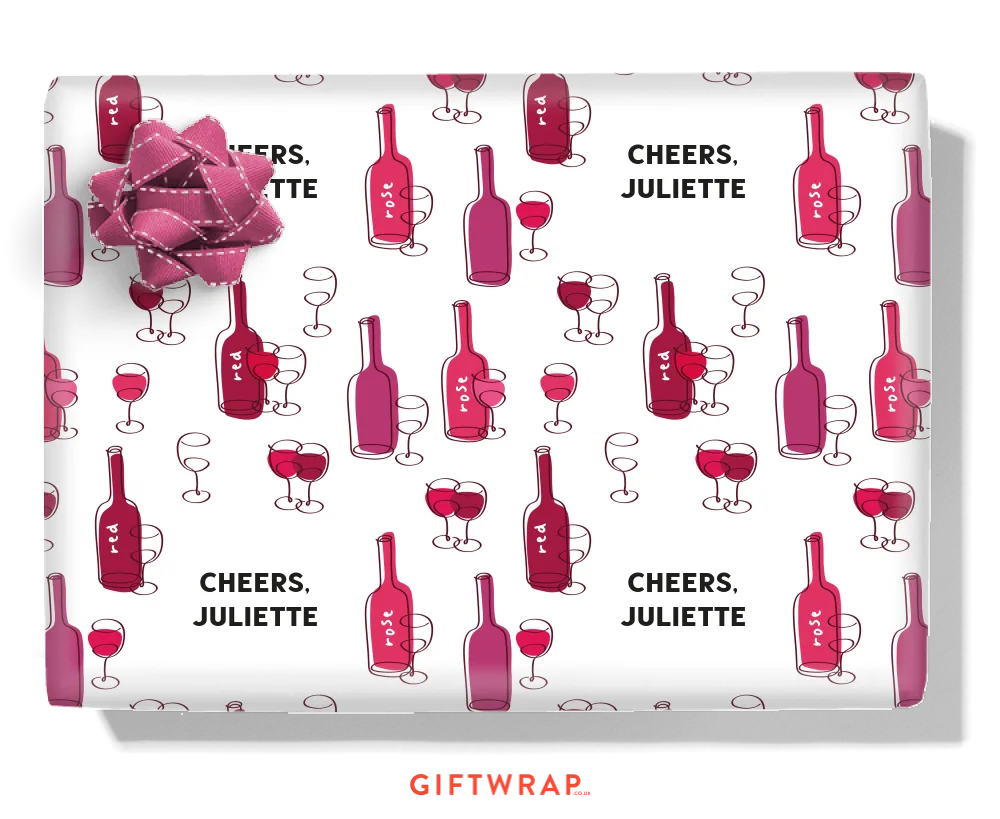 Hand Drawn Wine Bottles Personalised Wrapping Paper