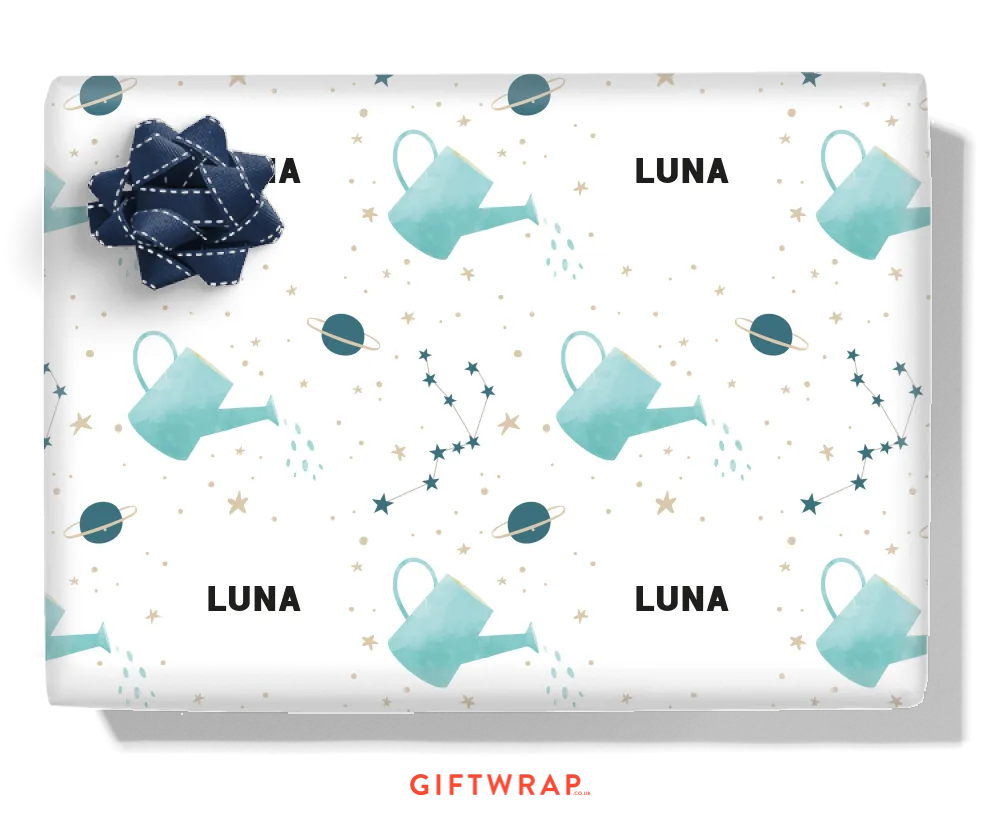 Cute Aquarius Personalised Wrapping Paper