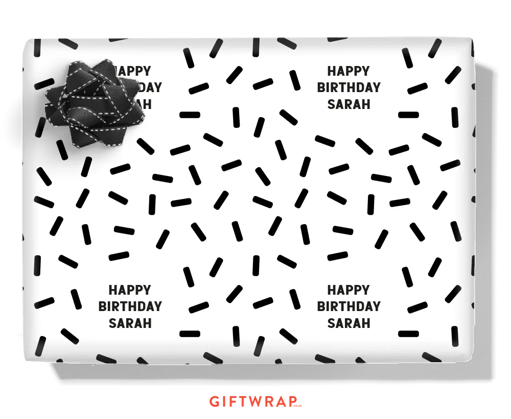 Black Sprinkles Personalised Wrapping Paper