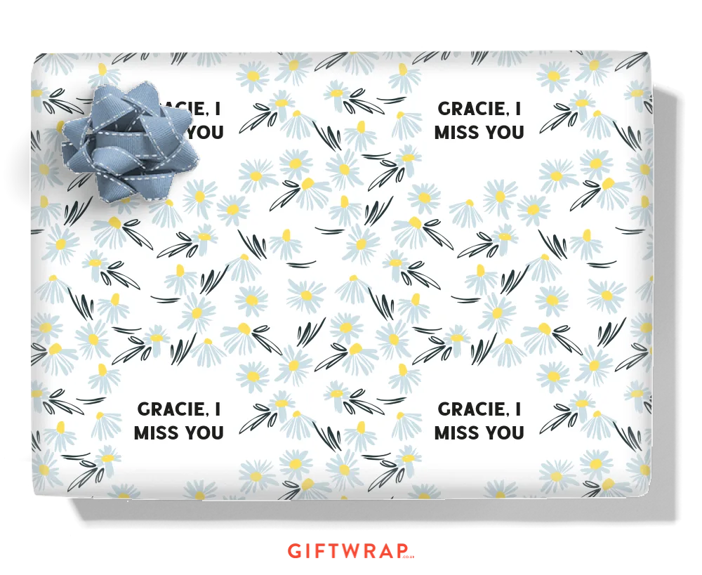 Blue Daisy Personalised Wrapping Paper