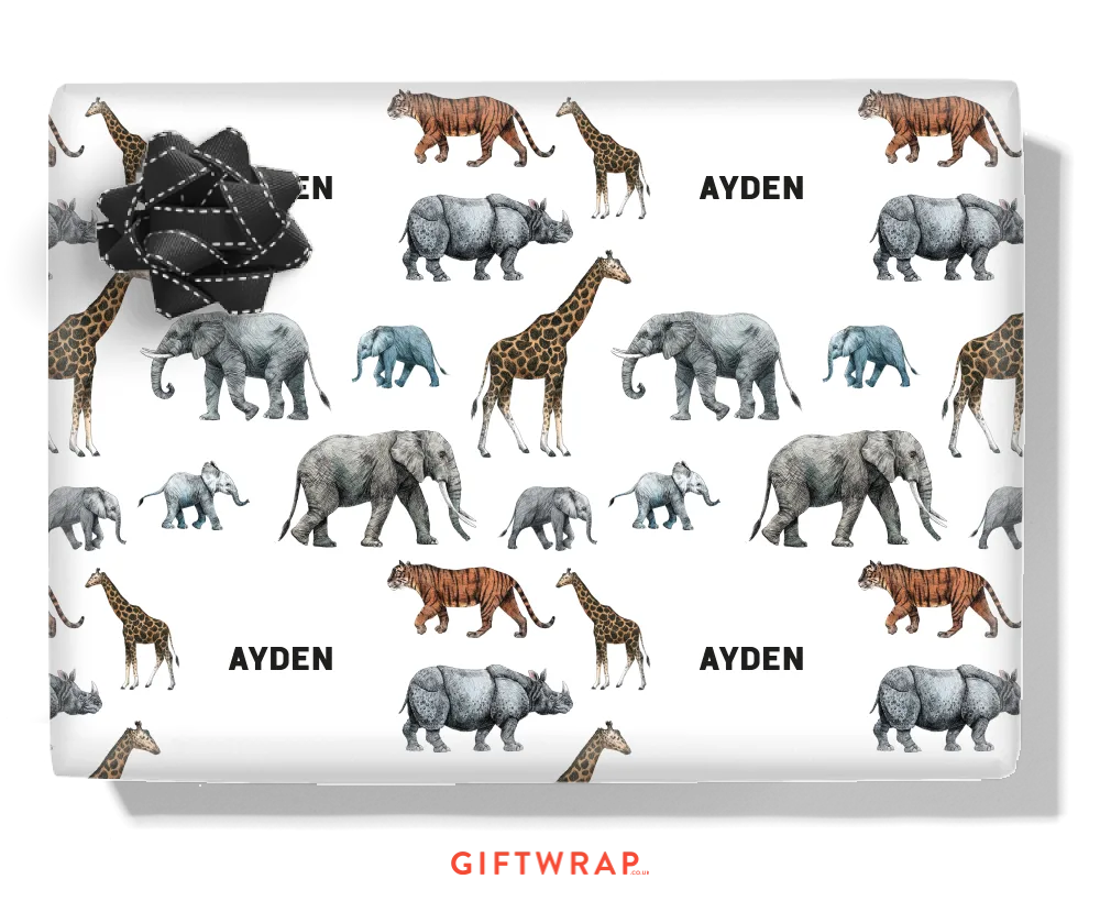 Wild Animals Personalised Wrapping Paper