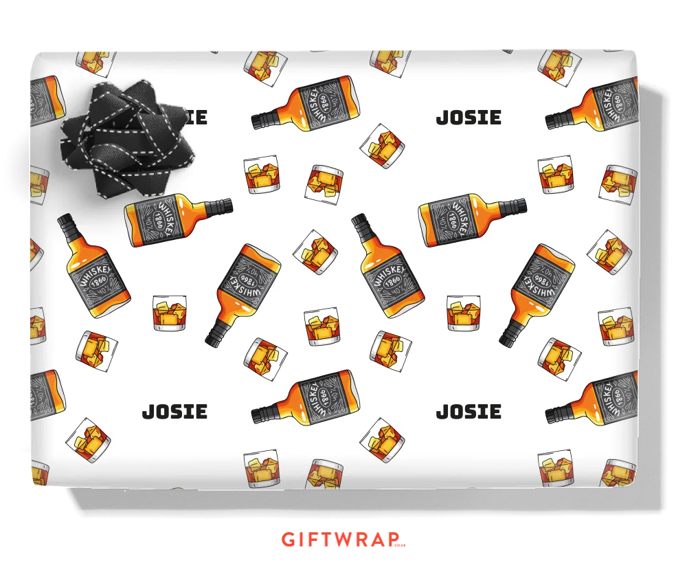Whiskey Bottle Personalised Wrapping Paper