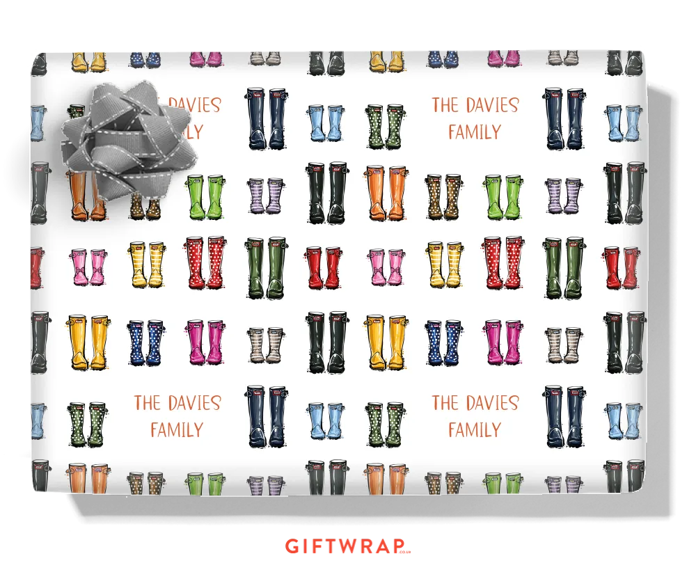 Wellies Personalised Wrapping Paper