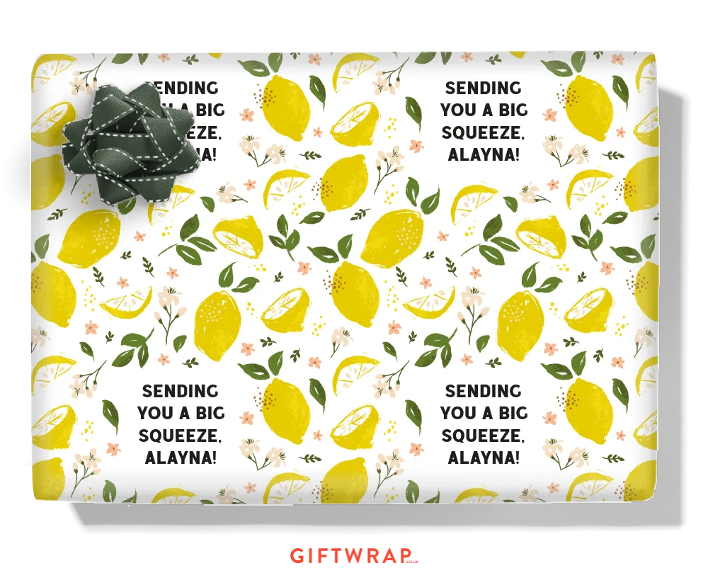 Lemon Flowers Personalised Wrapping Paper