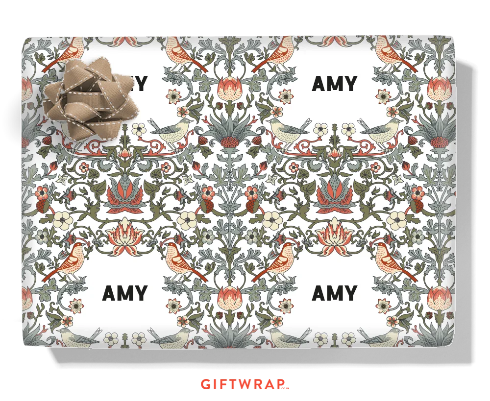 Vintage Flowers & Birds Personalised Wrapping Paper