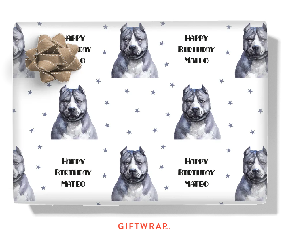American Pit Bull Terrier Personalised Wrapping Paper