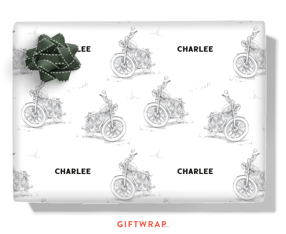 Motorbike Personalised Wrapping Paper
