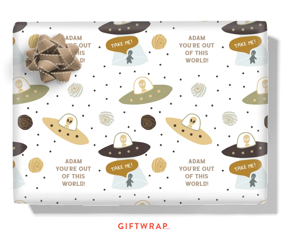 Alien Invasion Personalised Wrapping Paper