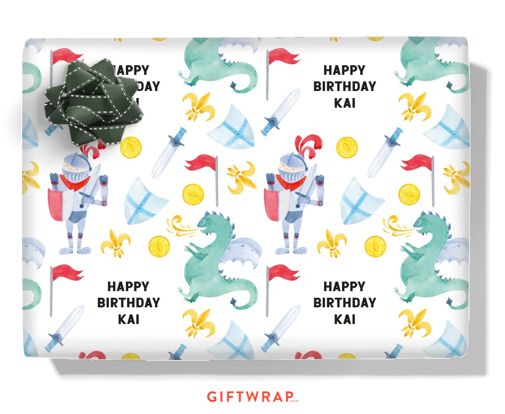 Dragons & Knights Personalised Wrapping Paper
