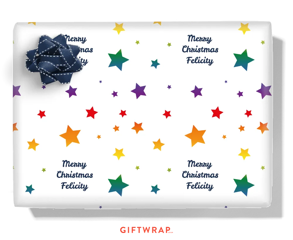 Rainbow Stars Personalised Wrapping Paper