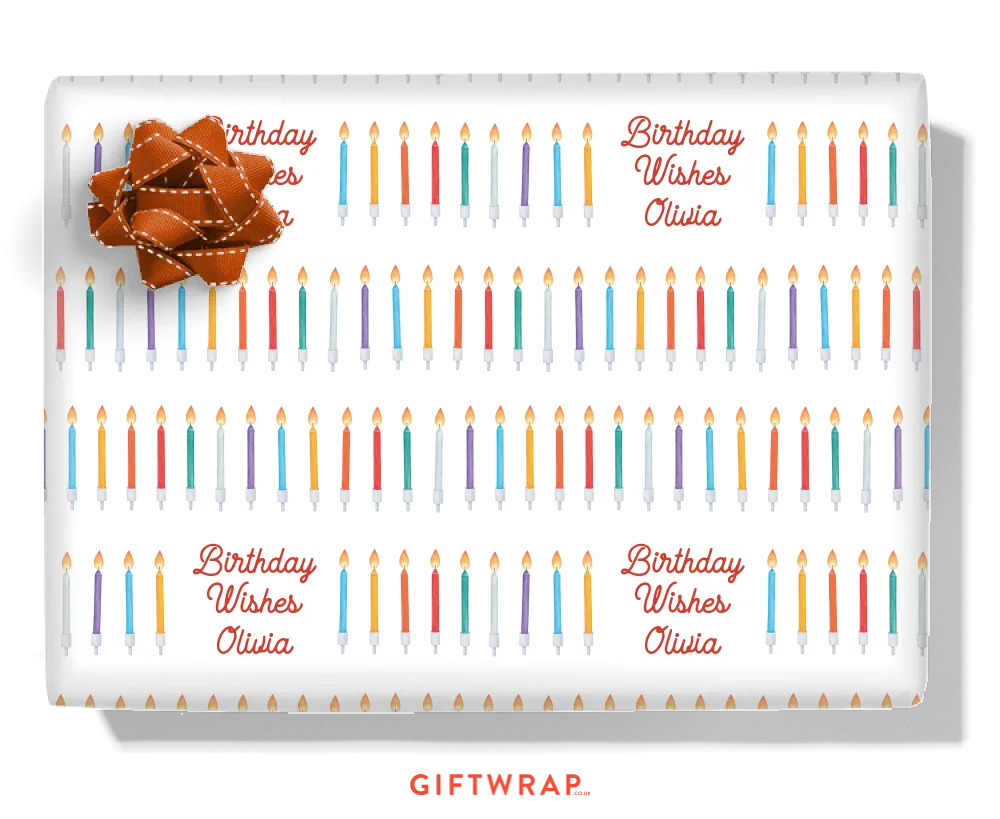Rainbow Candles Personalised Wrapping Paper