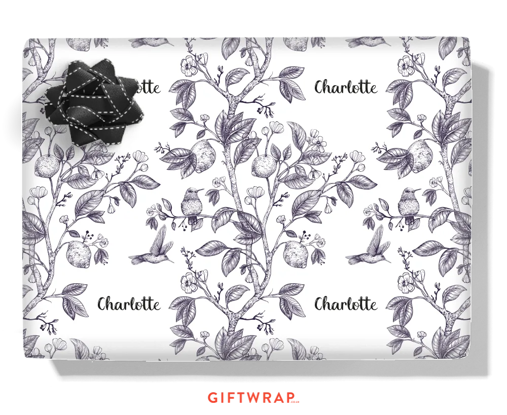Hummingbirds & Flowers Personalised Wrapping Paper