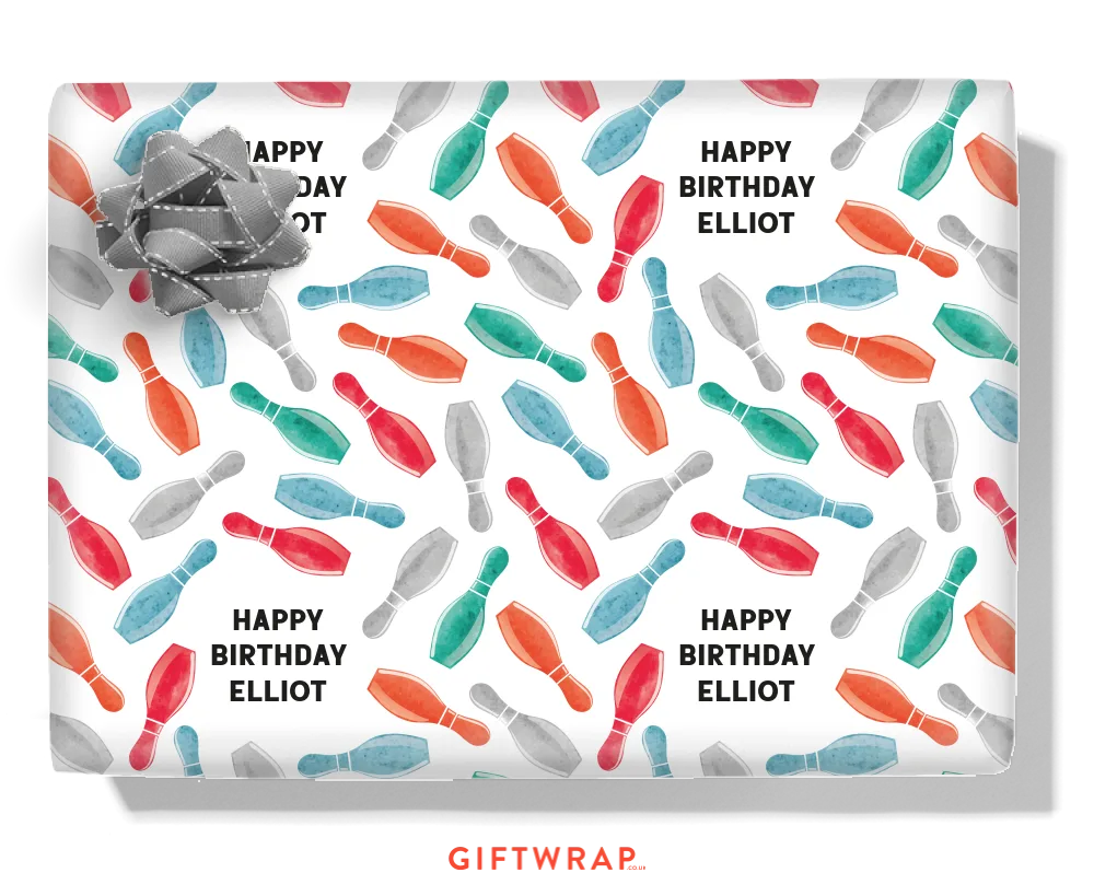 Bowling Pins Personalised Wrapping Paper