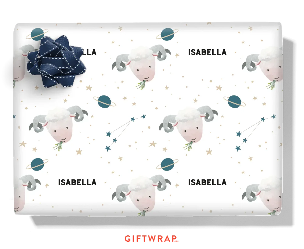 Cute Aries Personalised Wrapping Paper