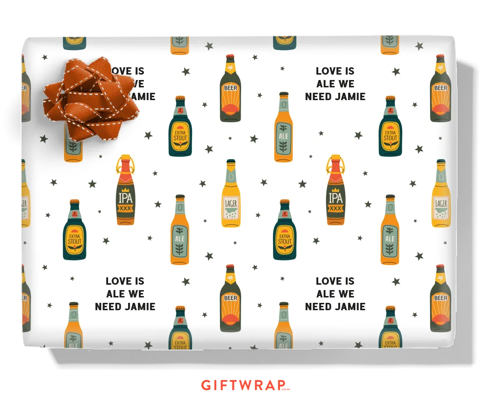 Beer Bottles Personalised Wrapping Paper