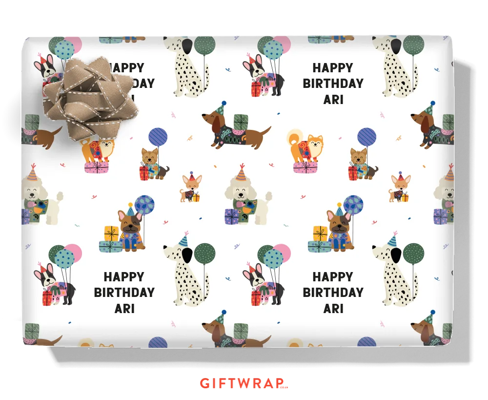 Party Dogs Personalised Wrapping Paper