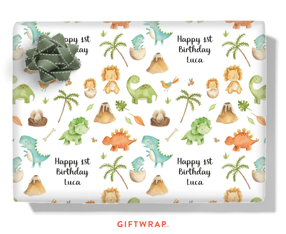 Baby Dinosaurs Personalised Wrapping Paper