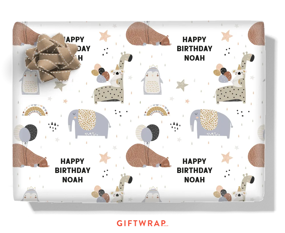 Scandinavian Party Animals Personalised Wrapping Paper