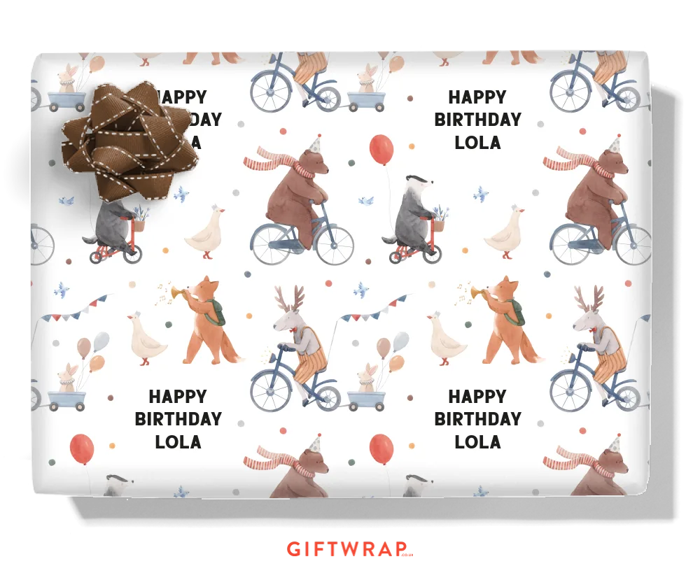 Woodland Birthday Personalised Wrapping Paper