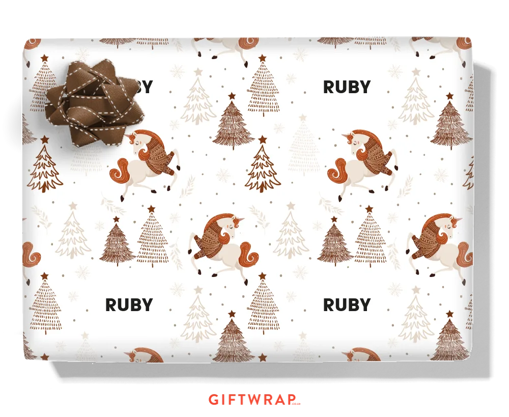 Unicorn Christmas Personalised Wrapping Paper