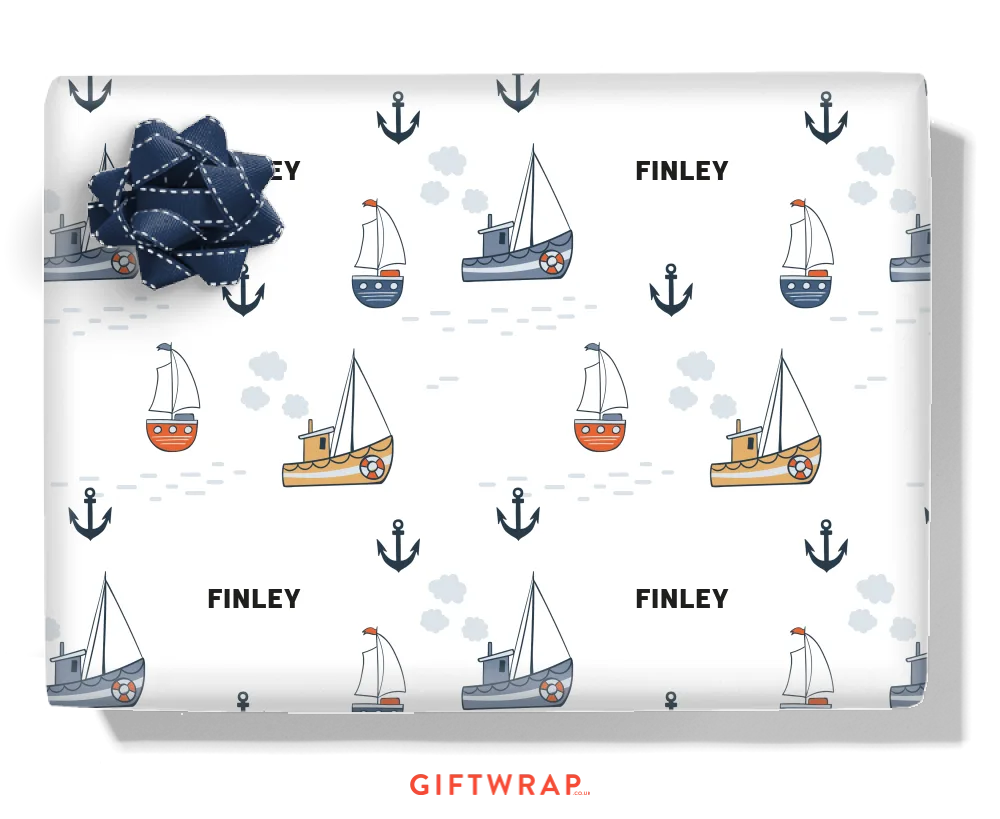 Marine Boats Personalised Wrapping Paper