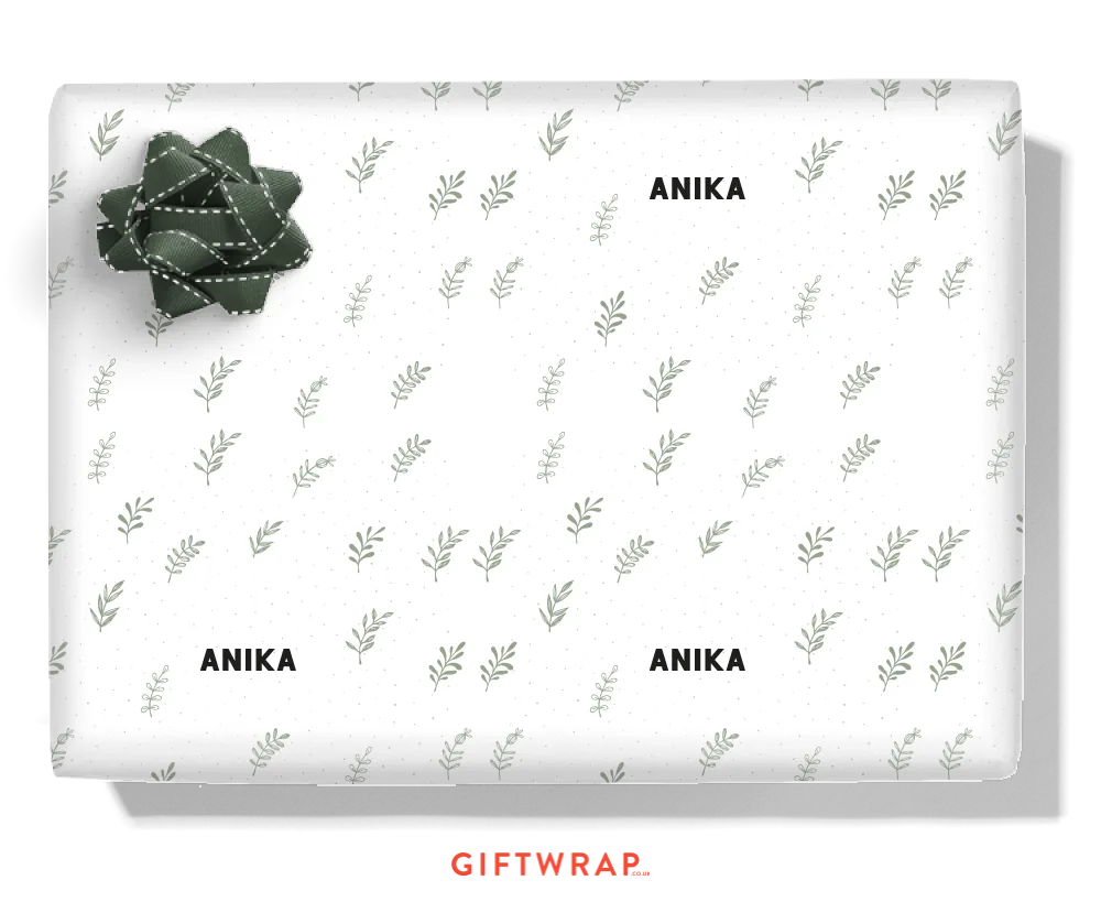 Sage Leaves Personalised Wrapping Paper