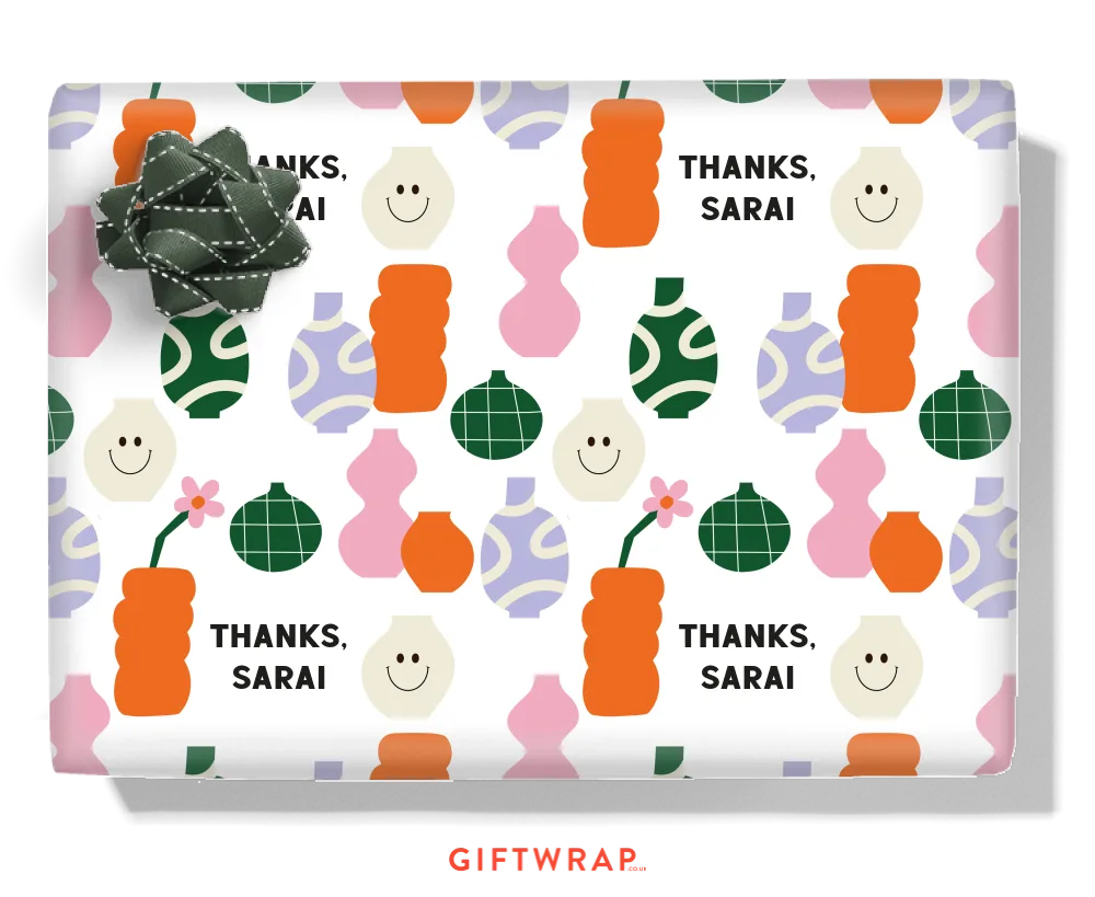 Retro Vase Personalised Wrapping Paper