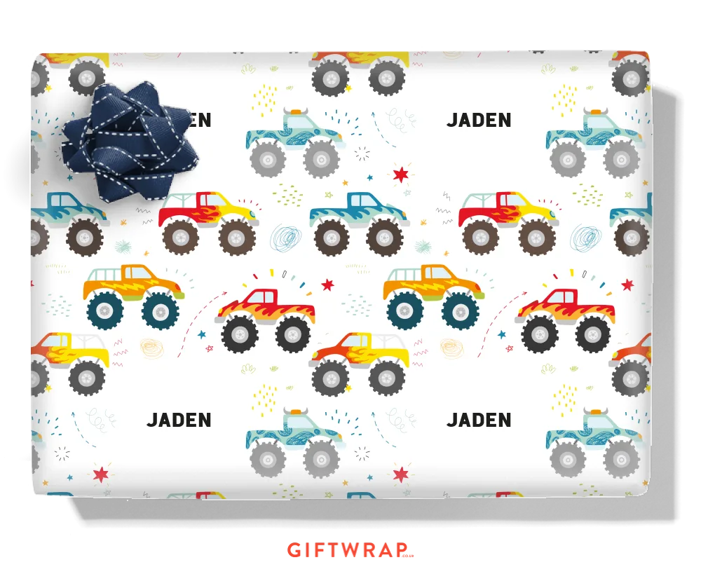 Monster Trucks Personalised Wrapping Paper