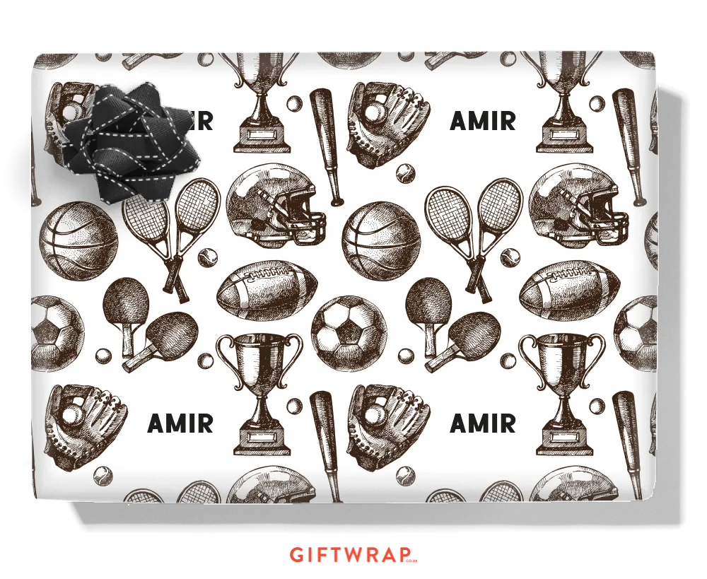 Vintage Sports Personalised Wrapping Paper