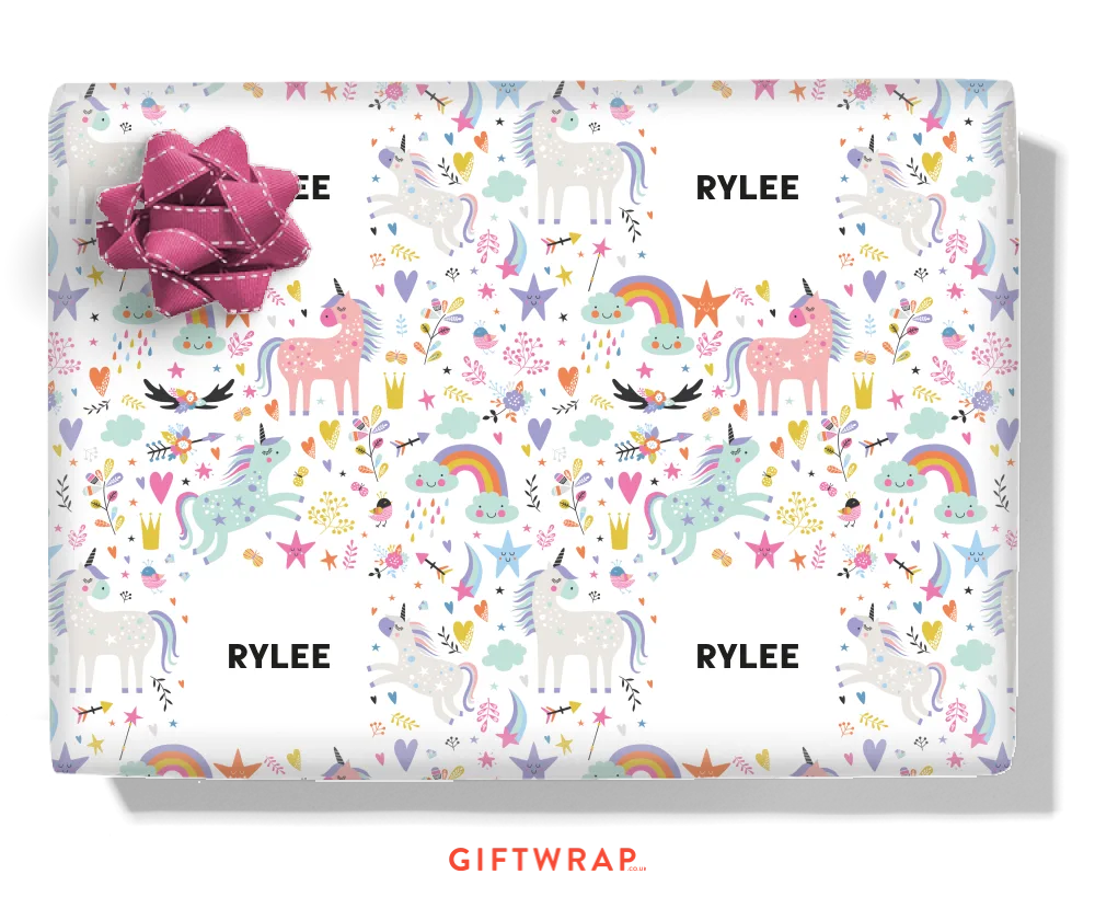 Unicorn Rainbow Personalised Wrapping Paper