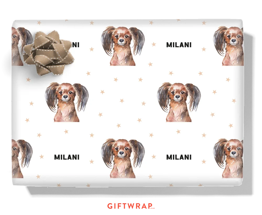 Long Haired Toy Terrier Personalised Wrapping Paper