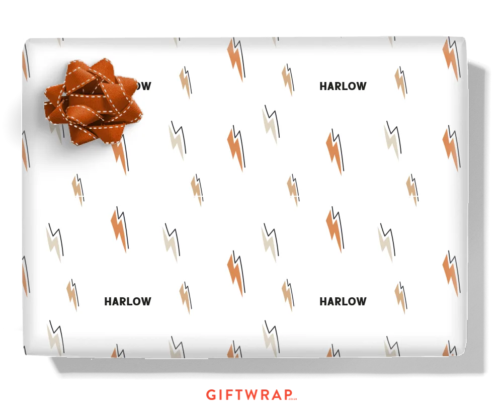 Lightning Bolt Personalised Wrapping Paper