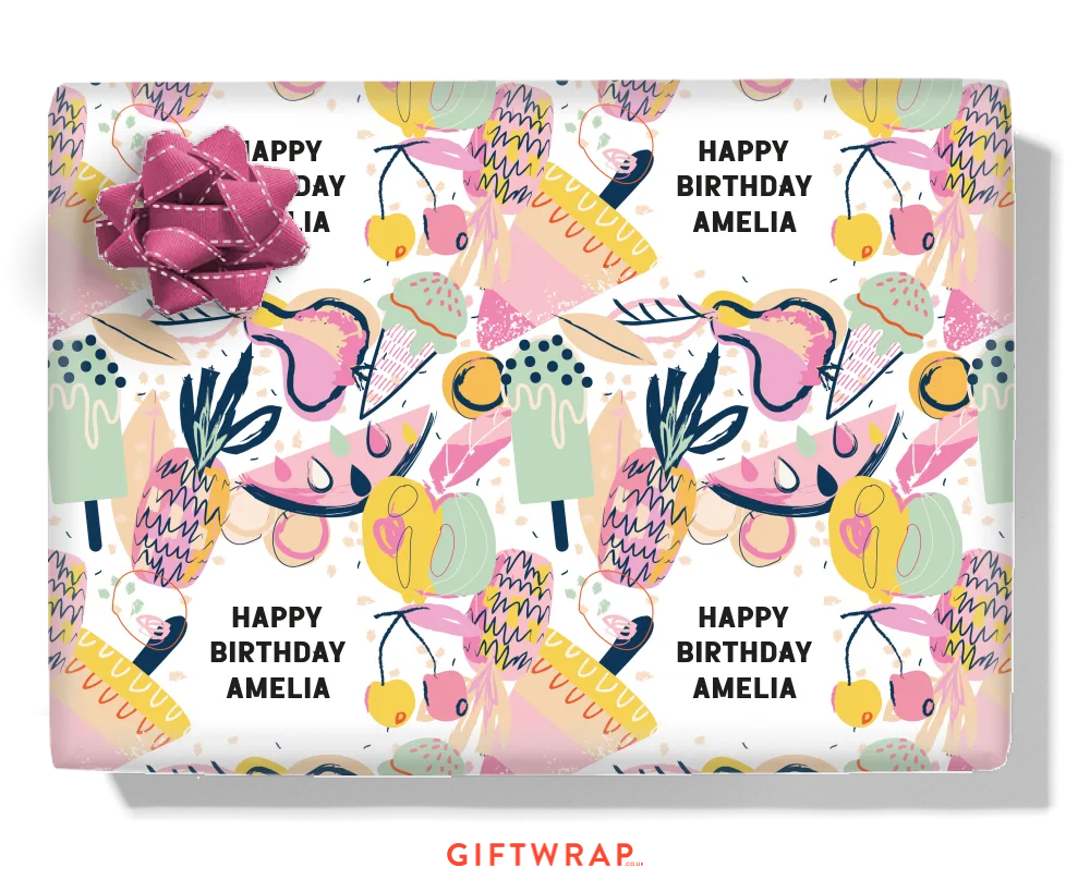 Summer Fruit Personalised Wrapping Paper