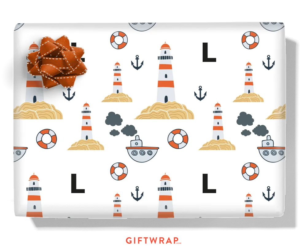 Coastal Lighthouse Personalised Wrapping Paper