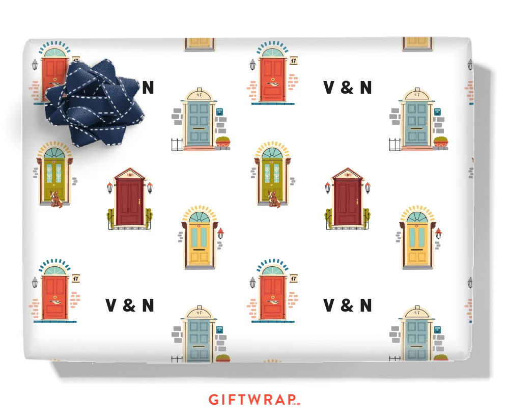Vintage Front Doors Personalised Wrapping Paper