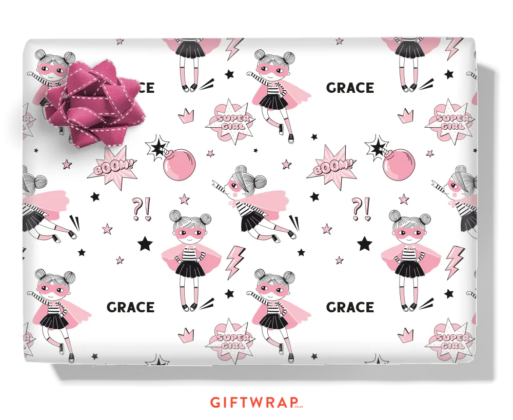 Super Girl Personalised Wrapping Paper