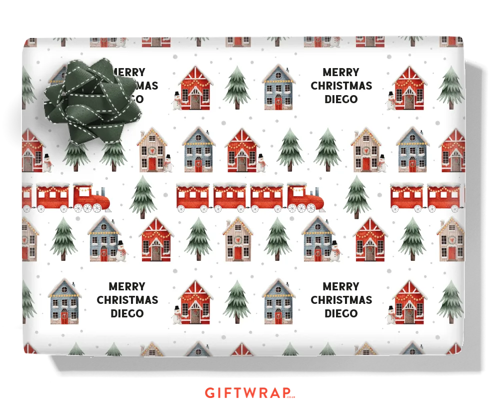 Winter Village Personalised Wrapping Paper