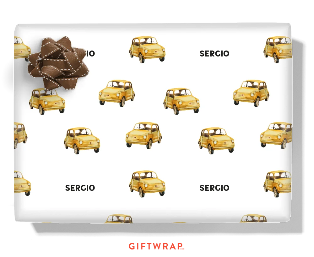 Retro Mini Car Personalised Wrapping Paper