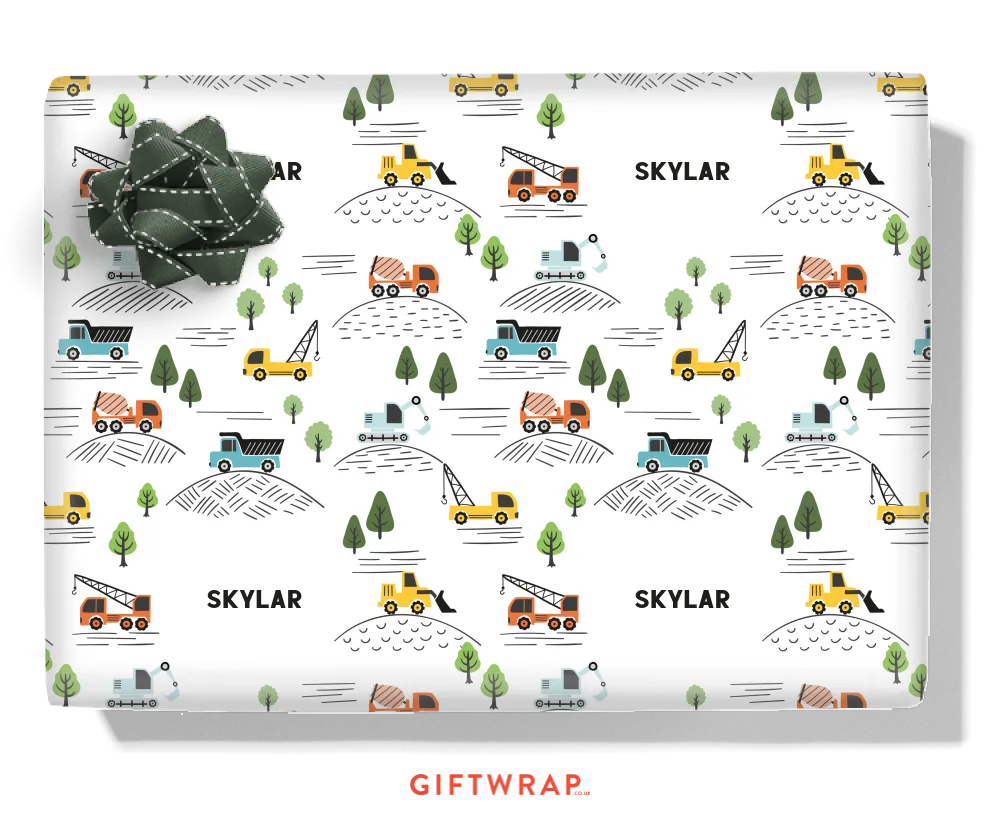 Trucks & Diggers Personalised Wrapping Paper