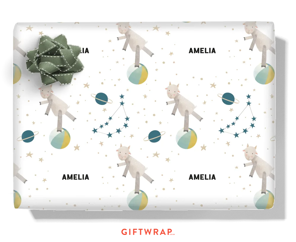 Cute Capricorn Personalised Wrapping Paper