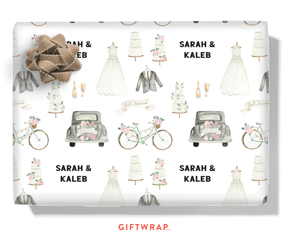 Just Married Personalised Wrapping Paper
