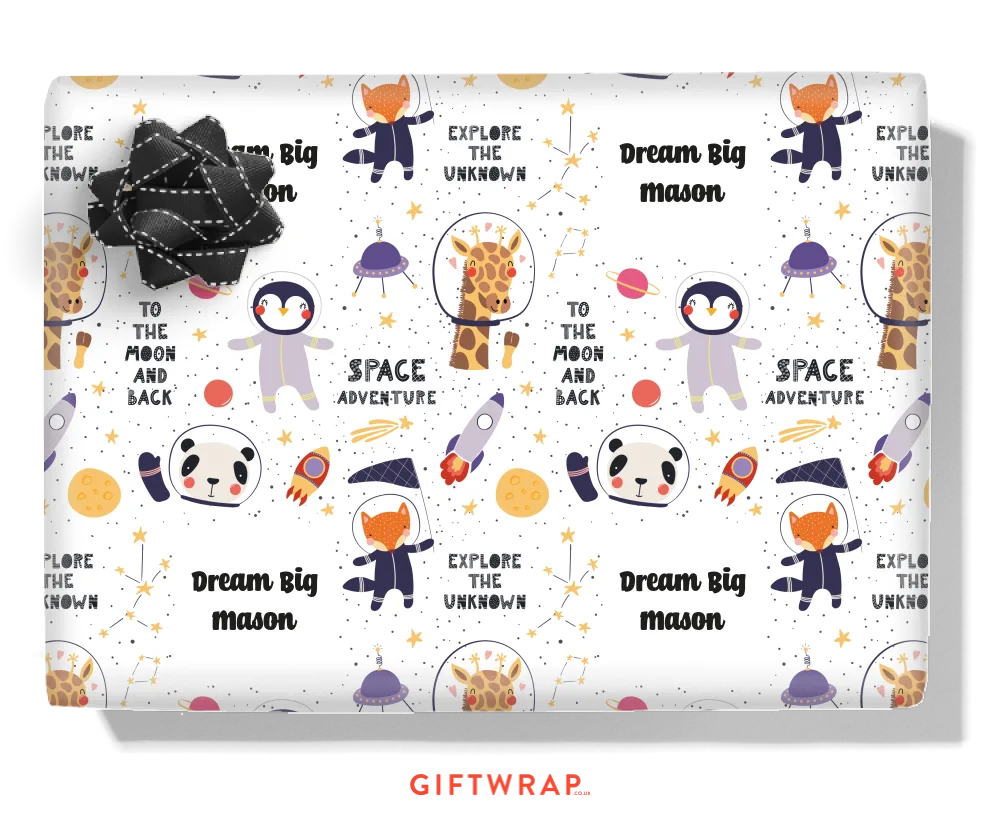 Animal Astronauts Personalised Wrapping Paper