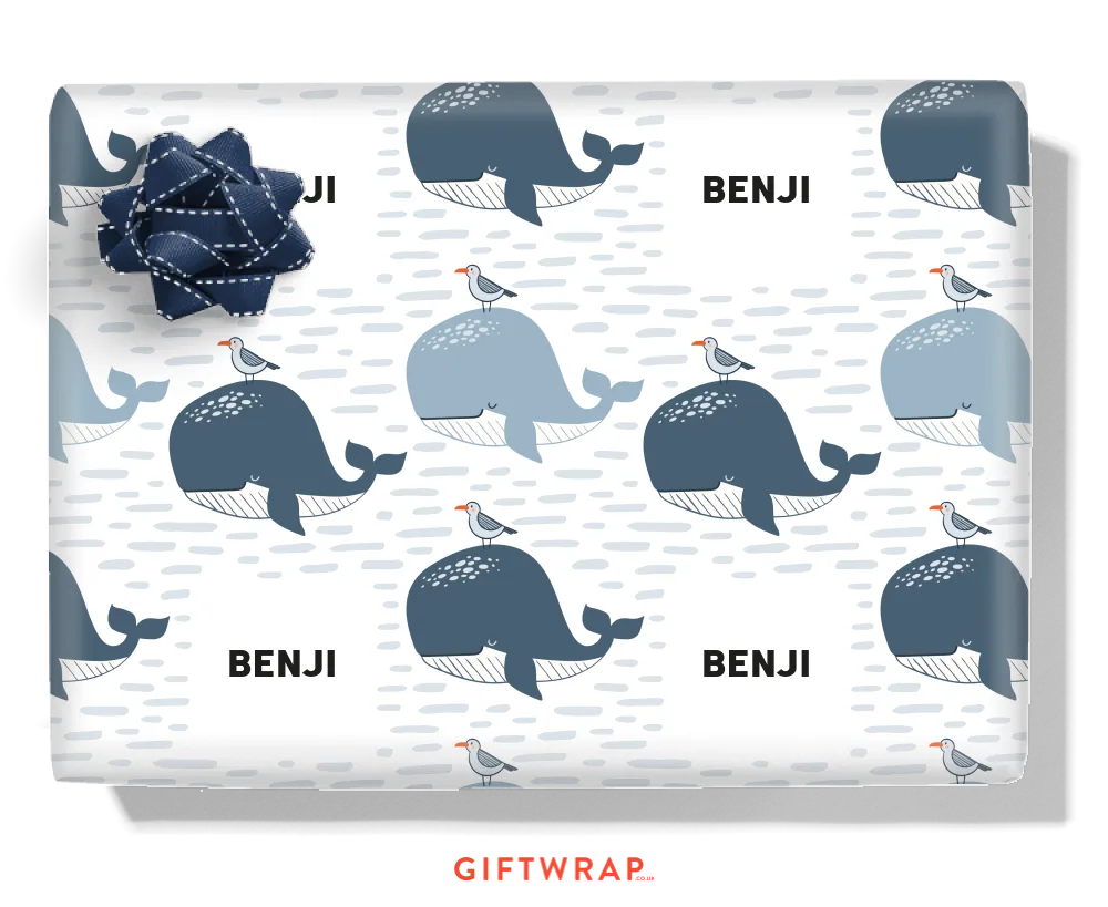 Whales & Seagulls Personalised Wrapping Paper