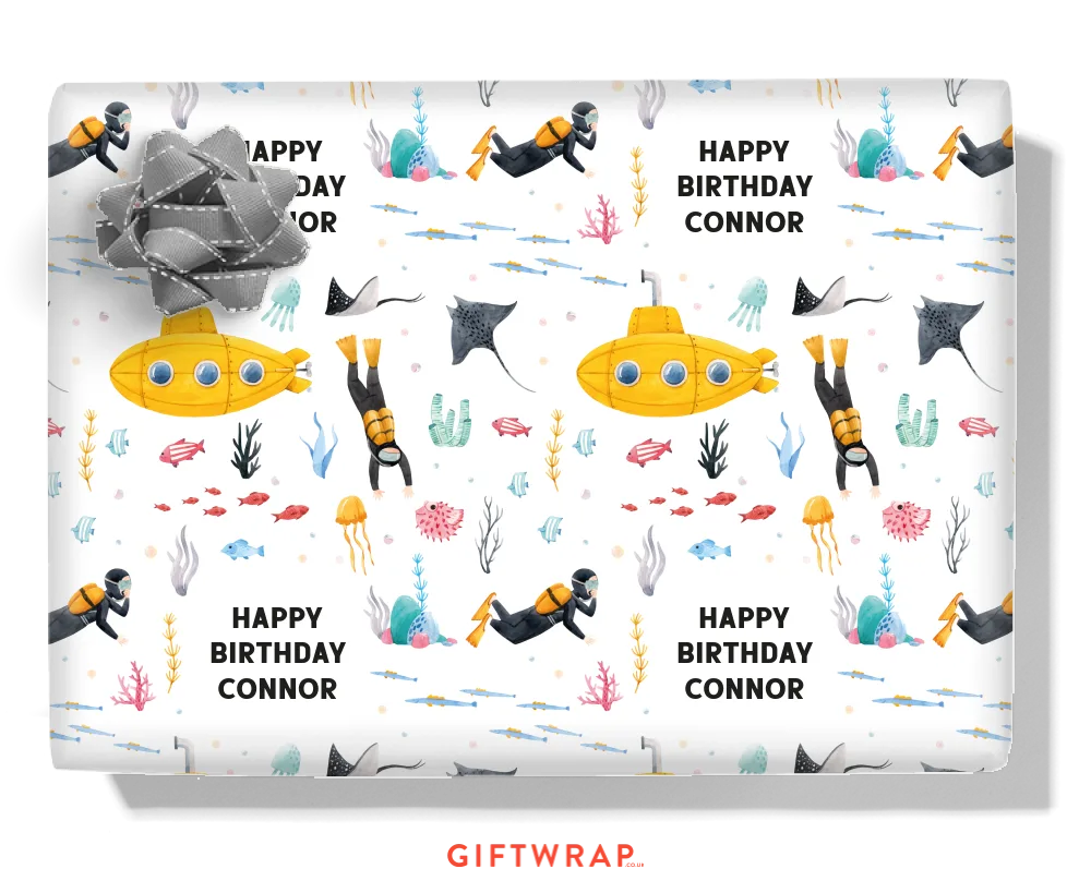 Deep Sea Diver Personalised Wrapping Paper