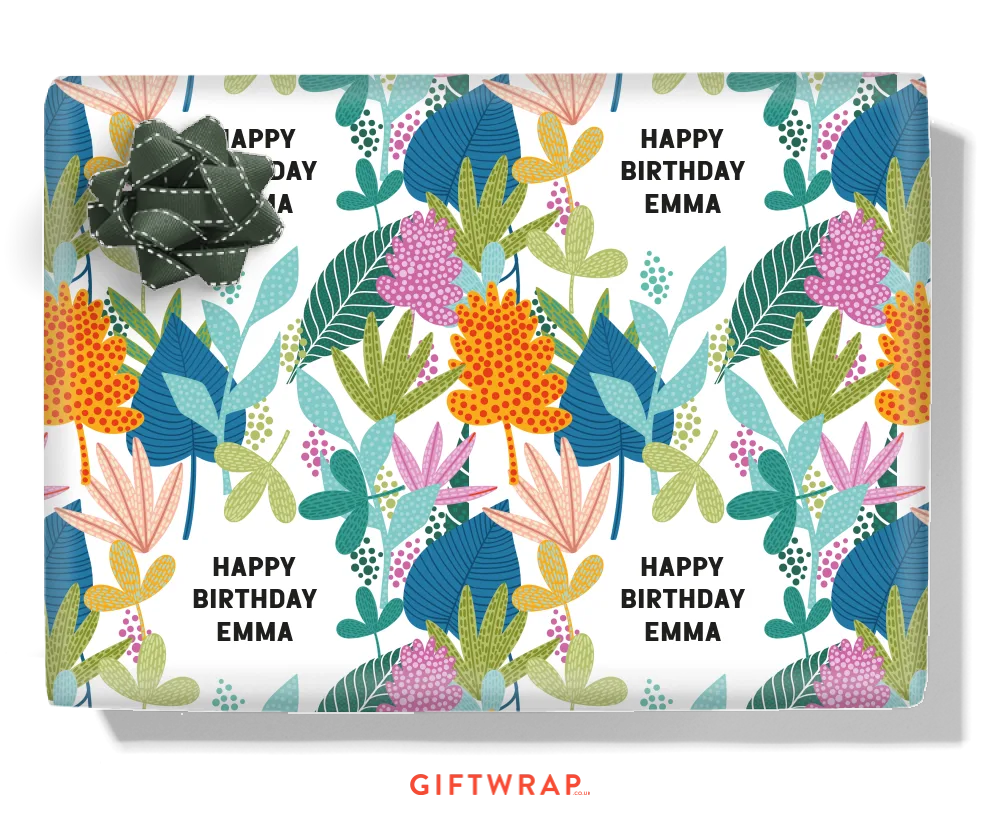 Abstract Jungle Leaves Personalised Wrapping Paper