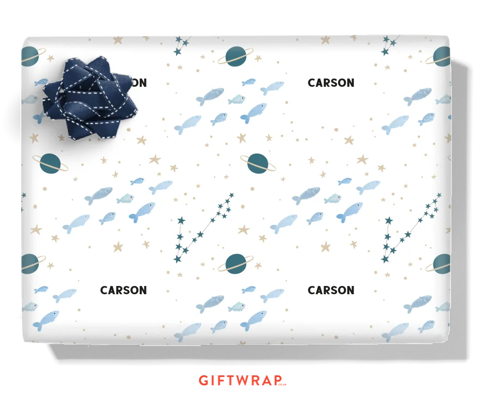 Cute Pisces Personalised Wrapping Paper