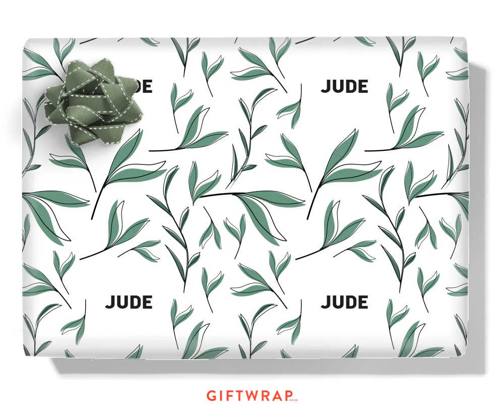 Garden Leaves Personalised Wrapping Paper