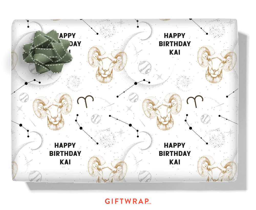 Aries Personalised Wrapping Paper
